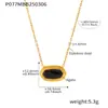 Oumaika Europa y Estados Unidos transfronterizo estilo ins geométrico acero inoxidable ágata negro incrustación colgante de collar chapado en oro real de 18K joyería