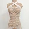 Medias Sexys de Mujer Lencería, Estilo Europeo y Americano, Body de Malla Jacquard Hueco con Corte Frontal, Ropa de Dormir con Abertura en la Entrepierna