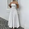 Vestido de verano nuevo para mujer transfronterizo de Amazon: vestido sexy, dulce, elegante sin tirantes de lunares que ciñe la cintura