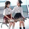 Saia infantil estilo chinês com rosto de cavalo e dinastia Han, vestido de princesa fino para verão, saia fofa estilo vermelho curto para meninas