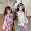 Vestido com Saia para Meninas com Laço Duplo Assimétrico Vestido Princesa 26 Verão Novo Estilo Comércio Exterior Roupas Infantis Dropshipping