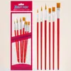 Pincel de Pintura a Óleo com Cabo Vermelho e Cerdas de Nylon, Pincel Único para Gouache e Acrílico, Pincel de Madeira