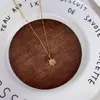 Moda Europeia e Americana Retrô Colar de Aço Inoxidável Ouro 18K Turquesa Azul Estrela de Oito Pontas Colar de Corrente Colar Popular Feminino