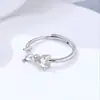 Anillo en blanco hecho a mano para DIY, forma de corazón de 5x5 mm, plata de ley S925, anillo personalizado dulce y lindo con lazo para niñas