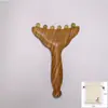 Peine Masajeador de Cuerno de Sándalo Verde para Masaje Facial y Corporal, Herramienta de Masaje de Belleza de Cuerno