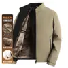 Jaqueta de pai popular nova personalizada em preto e dourado, casaco com gola alta, para o inverno, forrada com fleece, casual, espessa, para homens de meia-idade