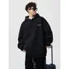Sudadera con capucha bordada con letras de peso pesado americano para hombre, Otoño, Marca de moda, Holgada, Informal, Sudadera con capucha deportiva, Top