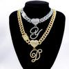 Nuevo aleación hipster 26 letras inglesas diamante colgante de amor diseño original cadena cubana estilo hip hop transfronterizo