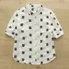 Camisa Blanca de Puro Algodón Estilo Coreano para Mujer, Manga Corta, Holgada Casual de Lunares, Top Elegante de Puro Algodón a la Altura del Hombro para Verano