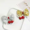 Adorno de Encaje de Oro y Plata Transfronterizo Cereza Lazo Grande Hecho a Mano DIY Accesorios para el Cabello Ropa Zapatos Sombreros Accesorios de Decoración para Mascotas