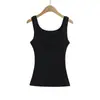 Camisole canelada branca com decote quadrado para mulheres, com alças largas, adequada para usar por baixo para disfarçar protuberâncias laterais, pode ser usada como peça externa, top justo sem mangas, verão 2025