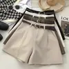 Nueva colección de primavera y otoño: shorts de traje de línea A a la moda y versátiles con cintura alta, color liso y un estilo coreano moderno