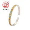 Pulsera Abierta Ruyi de Trébol de Cuatro Hojas Esmaltada en Oro Plata Pura 9999 Plata de Ley Nuevo Estilo Chino Estilo Nicho Estilo Nacional Regalo para Novia