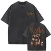 2025 Estilo Nuevo Lavado Vintage Banda de Rock Korn Falling Away from Me Camiseta Algodón
