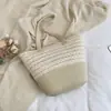 Bolsa de palha trançada de verão para mulheres, novo estilo 2026, design vazado em renda, grande capacidade, bolsa de ombro, bolsa de compras para o trabalho e férias na praia