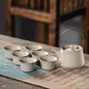 Juego de Té Retro de Cerámica Gruesa y Porcelana con Viga Elevadora, Una Tetera, Dos, Cuatro, Seis Tazas, Estufa de Carbón, Preparación de Té, Caja de Regalo para Exterior y Hogar