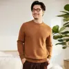Suéter 100% Cachemir Puro Otoño Invierno Nuevo para Hombre Cuello Redondo Casual Tejido de Punto Holgado Jersey Suéter Cálido
