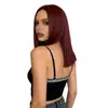 Fabricantes de pelucas para mujer color vino tinto cabello largo liso alargado bobo cabeza europea y americana fibra química cubrecabezas en stock al por mayor