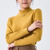Camiseta Básica, Cuello Redondo, Cuello Alto Medio de Color Sólido, Nuevo Estilo, Cálida y de Terciopelo, Versátil para Exterior, Ropa Interior, Top Deportivo Casual de Alta Elasticidad