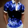 2024 Europa y Estados Unidos transfronterizo nuevo hombre 3D estampado digital camisa polo moda masculina casual deportiva manga corta camiseta