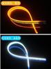 Luzes de circulação diurna LED ultra-finas para carro atacado, luzes de seta integradas de duas cores, tira guia de luz de decoração, luzes de fita de fluxo modificadas