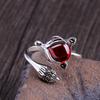 Joyería de Plata S925 Moda Diseño de Zorro Anillo Rojo Granate para Mujer Anillo Abierto al por Mayor Anillo Transfronterizo