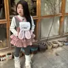 Mochila Infantil de Nuevo Estilo, Linda Mochila Escolar de Peluche a Cuadros con Orejas de Conejo para Estudiantes, Elegante Mochila con Cordón para Niños y Niñas, Moderna
