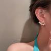 Pendientes de botón de plata s925 estilo Príncipe Wen con perla y pedrería, para mujer, de uso frontal y trasero, pendientes de temperamento, pendientes estilo celebridad