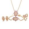 Conjunto de Joyería Fátima Circonita Micro-Incustada Circonita Roja Collar Personalizado Pendientes Anillo Pulsera Conjunto de Joyería Transfronterizo