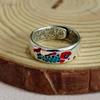 Anillo vintage de esmalte cloisonné de carpa y nube auspiciosa, personalidad femenina, moda nacional, estilo étnico, koi masculino y femenino, anillo abierto