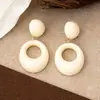 Pendientes Franceses Retro Estilo Hong Kong Blanco Cremoso Exagerados Pendientes de Pintura al Óleo Perezosa Pinza para Oreja para Mujer