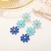 Aretes de Margarita de Rafia Transfronterizos, Aretes Florales Dulces y Delicados Tejidos a Mano, Aretes Estilo Vacaciones en la Playa