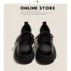 Zapatos negros de cuero con suela gruesa y forro de felpa, nuevos para 2026, estilo británico versátil de otoño e invierno, mocasines con cordones y plataforma para mujer