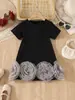 Vestido de retazos para niña, moderno y a la moda, para el verano 2025, dulce vestido infantil de manga corta para bebés niñas