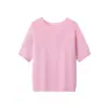 Blusa de Tricô Washi de Peso Pesado, Fresca e Confortável, Gola Redonda, Barra Rebatida, para Mulheres, 26 Verão, Pulôver Solto Emagrecedor, Camiseta