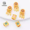 Pulsera Hecha a Mano DIY Accesorios de Cuentas Aleación de Oro Arena Accesorios de Aleación de Oro Mate Flor de Trébol de Cuatro Hojas Doble Cara Cuentas de Agujero Grande Cuentas Espaciadoras