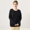 Nuevo suéter de cachemir reversible de color sólido versátil 75% cachemir 25% seda de morera tejido de punto con cuello redondo para mujer, holgado y suave