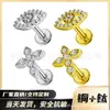 Pendientes de Aleación de Cobre con Cruz de Zirconia Pendientes de Gama Alta Pendientes de Joyería para Piercing de Aleación de Titanio G23