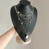 Moda Otoño e Invierno Nueva Cadena para Clavícula de Girasol Dulce Exquisita de Nicho con Borlas de Gota de Agua Multicolor en Múltiples Capas