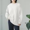 Foto Real de Novos Estilos Japoneses e Coreanos: Moletom de Cor Sólida e Listrado para Primavera e Outono para Mulheres, Camisa Base de Algodão Solta Oversized para Mulheres, Exportação