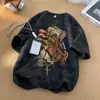 Comércio Exterior Transfronteiriço Camiseta Estampada de Manga Curta Estilo Americano de Verão para Homens High Street Estilo Hip-Hop Estilo de Rua Ins Estilo Europeu e Americano Top de Meia Manga