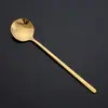 Cuchara de Acero Inoxidable 304, Cuchara de Café Sencilla y de Aspecto Elegante, Cuchara Pequeña Redonda Dorada, Cuchara para Remover Postre y Miel
