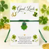 Calle. Pulsera de la Suerte para el Día de San Patricio Trébol de Cuatro Hojas Colgante de Aleación de Buena Suerte Pulsera Ajustable
