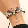 Pulseira Tecida à Mão com Dragão de Esmalte Vintage de Nicho Pulseira de Dragão Cravejada com Diamantes Transfronteiriça Europeia e Americana Joia Versátil Personalizada para Homens