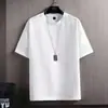 2026 Nueva Camiseta de Verano Moderna de Manga Corta para Hombre, Corte Holgado, Seda de Hielo Transpirable, Cuello Redondo, Top Casual Versátil de Moda