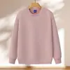 Moletom Chinês de Algodão Masculino Ombro a Ombro Gola Redonda Base Solta Casual Camisa de Base Cor Lisa Simples Peça Externa Moletom de Manga Longa