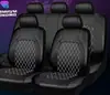 Lingge Cubierta de Asiento de Coche de Cuero PU Transfronteriza Bordado Acolchado de Comercio Exterior Soporte de Cuero Juego de 9 Piezas Cuero Universal Venta Directa de Fábrica