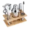 Set de Coctelera de 750 ml con Base de Bambú, Herramientas Completas para Bar de Cócteles, Medidor, Vaso Mezclador, Herramientas para Cócteles