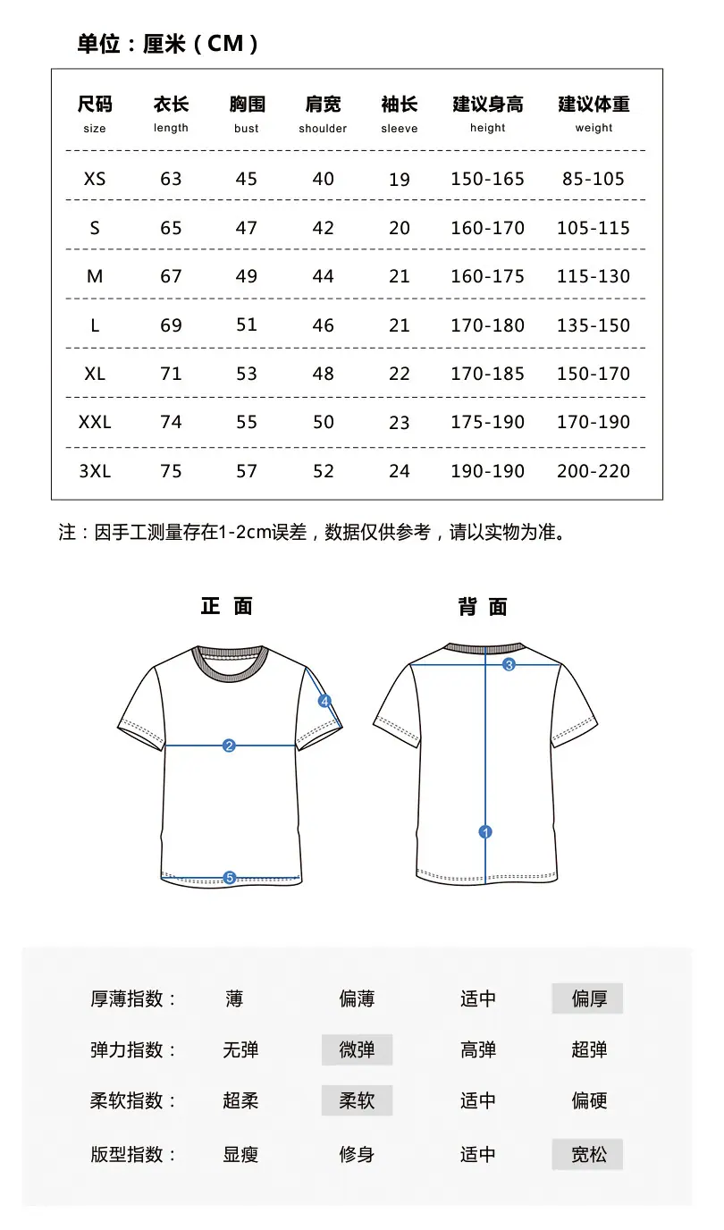 尺码表短袖