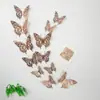 Adesivos de parede autoadesivos 3D criativos coloridos dourados champanhe com borboleta oca tridimensional para parede de fundo decoração de casa adesivos LK08